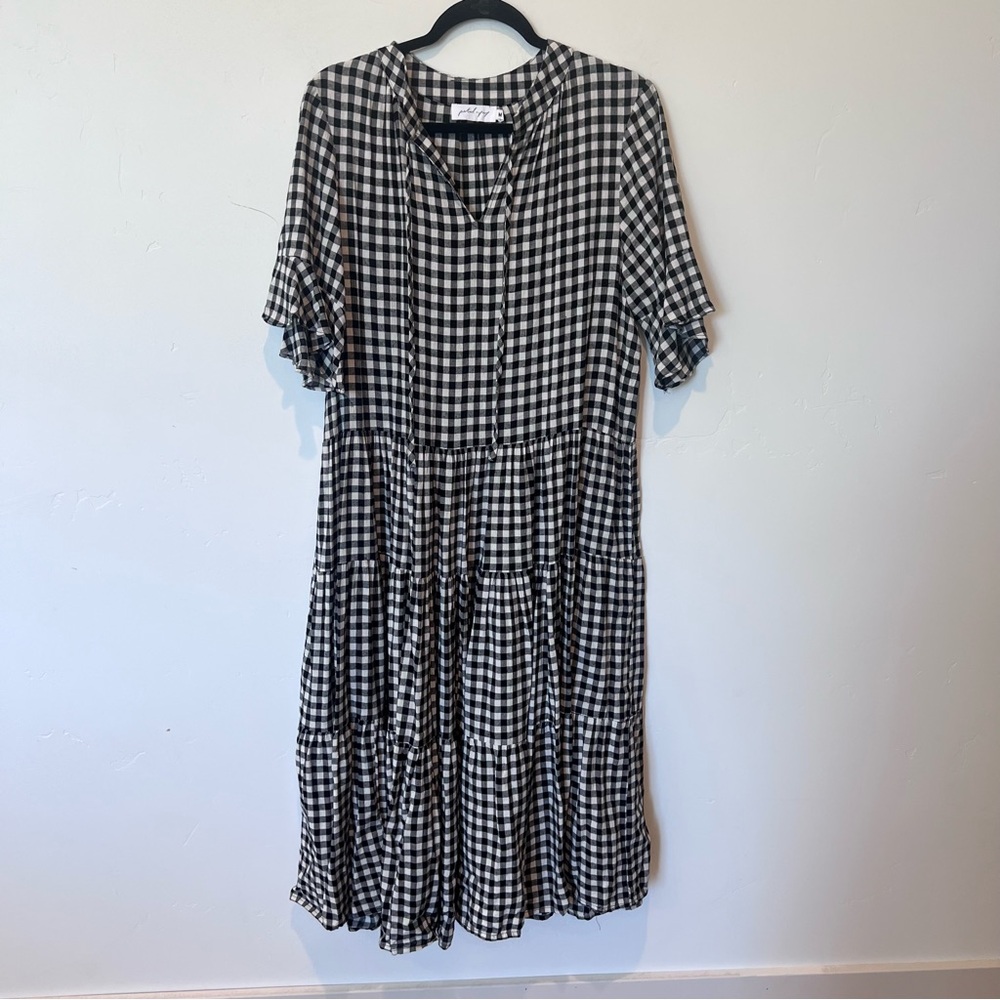 Petal & Pup Black and White Checkered Maxi Dress